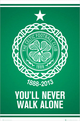 Glasgow Celtic You'll Never Walk Alone Club Crest Logo Poster, gb