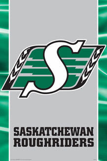 CFL Saskatchewan Roughriders Official Logo Poster - Aquarius