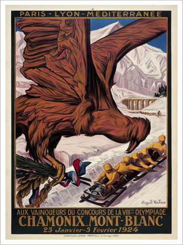 Chamonix 1924 Winter Olympic Games Official Poster Reproduction - Olympic Museum