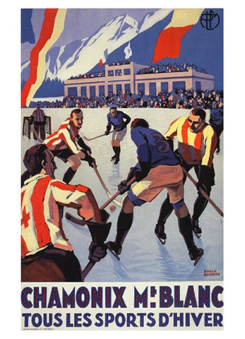 Chamonix Mt-Blanc 1924 Ice Hockey Vintage Poster Reprint