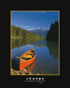 Canoe on Mountain Stream "Change" Motivational Poster - Eurographics 16x20