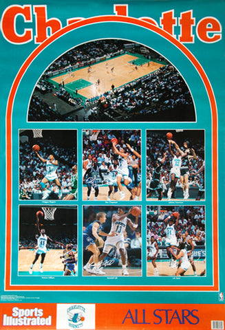 Charlotte Hornets "Superstars 1990" Vintage Original Sports Illustrated NBA Poster - Marketcom Inc.