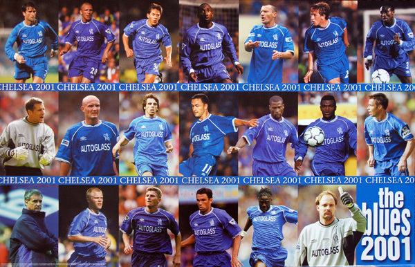 Chelsea F.C. "Blues 2001" 19-Players In Action Poster - U.K. 2001