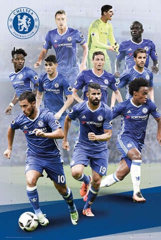 Chelsea Blues FC 10-Players In Action Official EPL Soccer Football Poster - GB Eye 2016/17