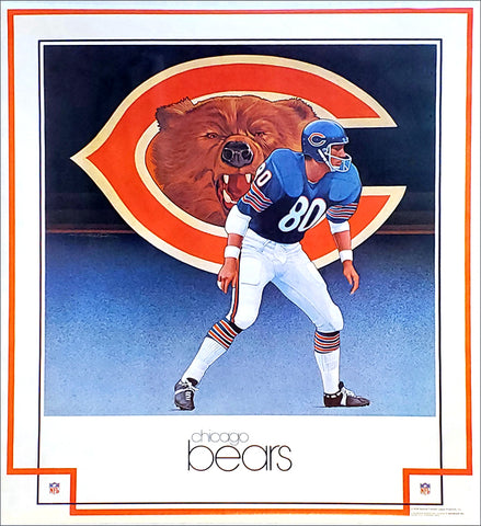 Chicago Bears "Roar" NFL Team Theme Art Poster by Keith Batcheller - Damac Inc. 1979