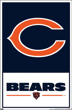 Chicago Bears Official NFL Football Team Logo and Script Poster - Costacos Sports