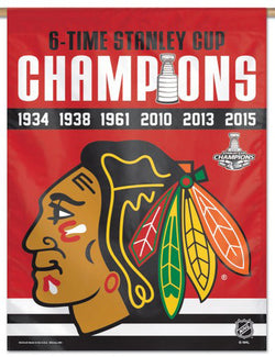 Chicago Blackhawks 6-Time Stanley Cup Champions Commemorative 27x39 Wall Banner - Wincraft
