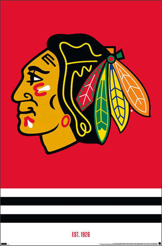 Chicago Blackhawks "Est. 1926" Official NHL Hockey Team Logo Poster - Costacos Sports