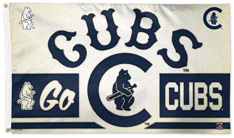 Chicago Cubs "Go Cubs" Retro-Century-Style Cooperstown Collection MLB Baseball Deluxe-Edition 3'x5' Flag