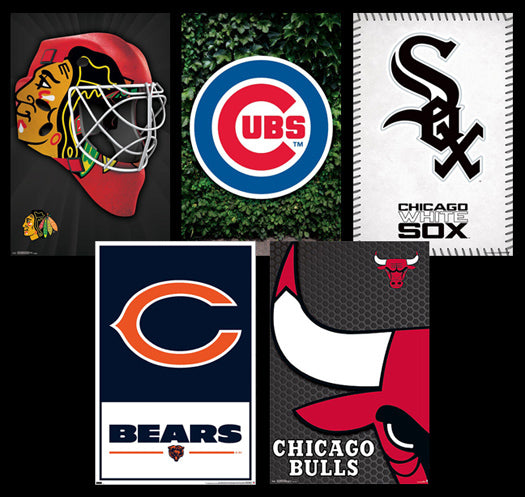COMBO: Chicago IL Sports 5-Poster Combo (Wh.Sox, Cubs, Bears, Bulls, Blackhawks)