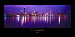 Chicago Skyline "Reflections" Premium Skyline Poster Print - Rick Anderson Enterprises