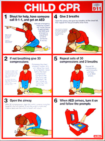 Child CPR First Aid Wall Chart Poster (2017 AHA Guidelines) - Fitnus Corp.