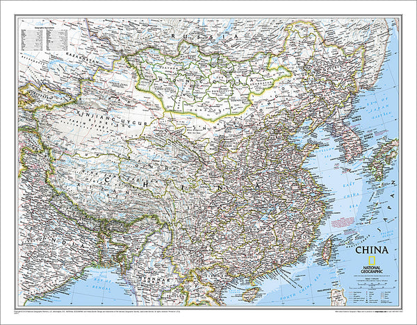 Map of CHINA National Geographic Classic Edition 24x30 Wall Map Poster - NG Maps