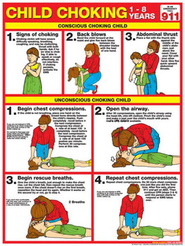 Child Choking First Aid Wall Chart Poster (2013 ARC Guidelines)- Fitnus Corp.