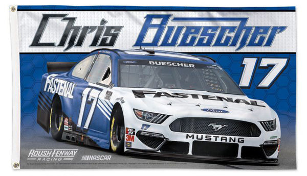 Chris Buescher Fastenal Mustang #17 Official NASCAR Deluxe-Edition 3'x5' Banner Flag - Wincraft 2020