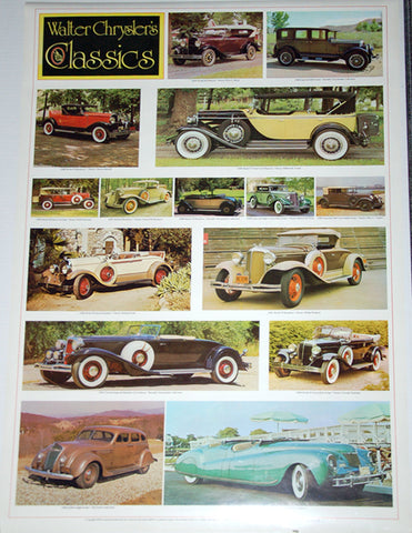 Walter Chrysler Classic Cars 1926-1940 (15 Models) Poster - Automobile Quarterly 1978