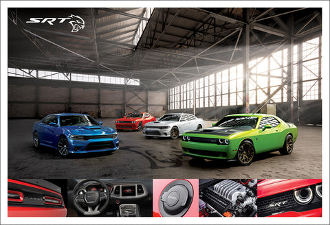 Dodge Challenger SRT Hellcat Official Chrysler Supercar Muscle Car Premium Poster Print - Eurographics