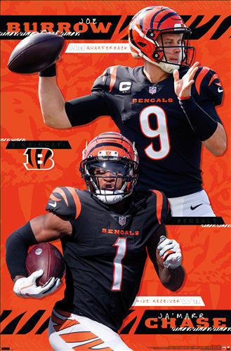 Cincinnati Bengals 'Dynamic Duo' (Joe Burrow & Ja'Marr Chase) NFL Action  Wall Poster - Costacos Sports 2022