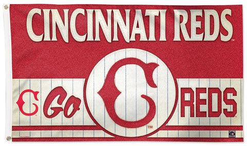 Cincinnati Reds "Go Reds" Retro-Century-Style Cooperstown Collection MLB Baseball Deluxe-Edition 3'x5' Flag