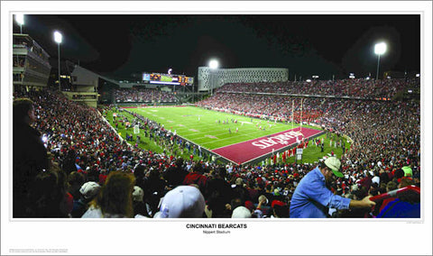 Cincinnati Bearcats Nippert Stadium Game Night Panoramic Poster Print - Sport Photos