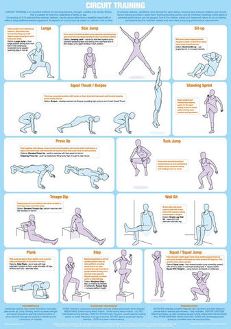 Circuit Training Fitness Complete Body Workout Instructional Wall Chart Poster - Chartex Products
