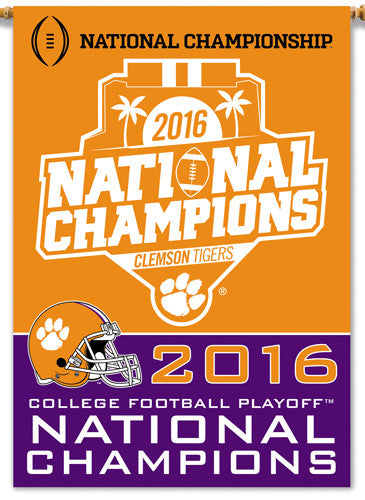 Clemson Tigers 2 Sided 2016 Football National Champions Banner Flag