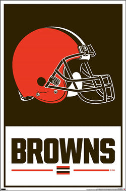 Cleveland Browns Official NFL Football Team Logo and Script Poster - Costacos Sports