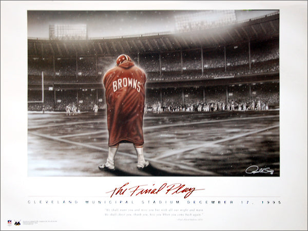 Cleveland Browns "The Final Play" (Municipal Stadium 12/17/1995) Commemorative Poster by Raymond A. Simon - Maverick Arts