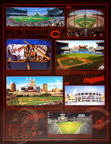 Cleveland Indians Historic Art Collage (1948-1995) Wall Poster - Bill Goff Inc.
