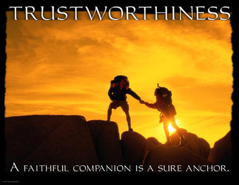 Rock Climbing "Trustworthiness" (Teamwork) Motivational Inspirational Poster - Jaguar Inc.