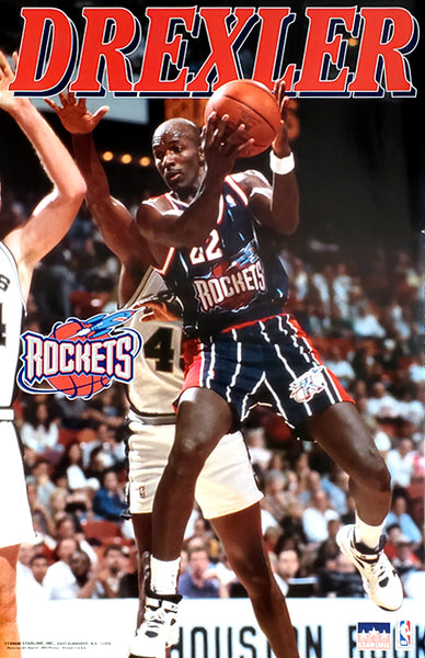 Clyde Drexler "Action" Houston Rockets NBA Action Poster - Starline 1996