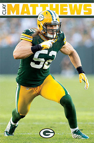 Clay Matthews "Prowl" Green Bay Packers Official NFL Action Poster - Costacos 2013