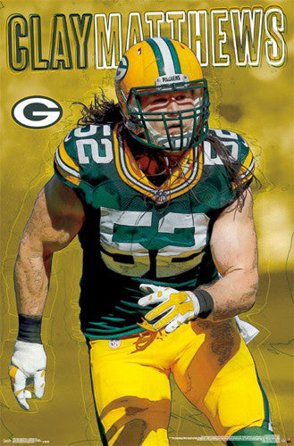 Clay Matthews "Intensity" Green Bay Packers Official NFL Football Wall Poster - Trends International