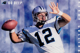 Kerry Collins "Go Deep" Carolina Panthers QB NFL Action Poster - Costacos Brothers 1996
