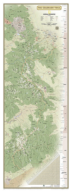 The Colorado Trail National Geographic 18x48 Hiking Wall Map Poster - NG Maps