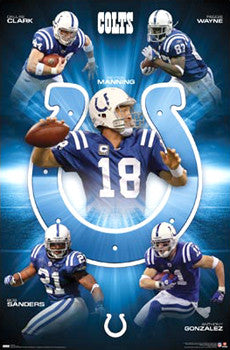 Indianapolis Colts "Fantastic Five" (2009) 5-Player Action Poster - Costacos Sports