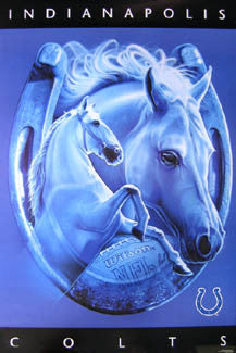Indianapolis Colts "Lucky Horseshoe" Official NFL Pro Player Theme Art Poster - Costacos 1997