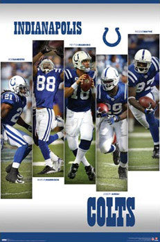 Indianapolis Colts "Five Alive" Poster (Manning, Addai, Wayne, Harrison, Sanders) - Costacos 2008