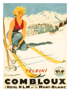 Classic Skiing "Combloux Spring Belle" c.1930 Vintage Poster Reprint - Editions Clouets