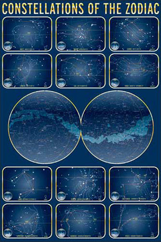 Constellations of the Zodiac Astronomy Wall Chart Poster - Eurographics Inc.