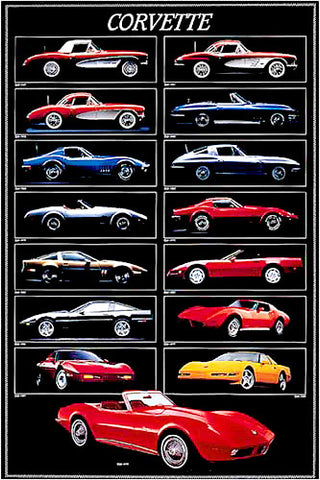 History of the Corvette Poster (1957-1994) - Eurographics Inc.