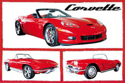 Three Red Corvettes American Sports Car Autophile Poster - Wizard & Genius 2008