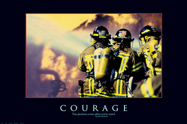 Motivational Firefighting "Courage" Poster - Eurographics 24x36