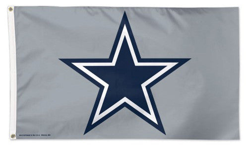 Dallas Cowboys Star-On-Gray-Style Official NFL Football DELUXE 3'x5' Team Flag - Wincraft Inc.