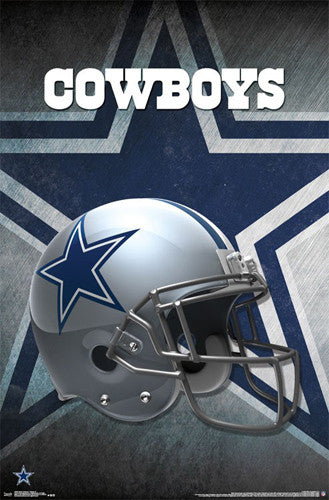 football helmet and cowboys star Dallas Cowboys Official NFL Football Team Helmet Logo Poster