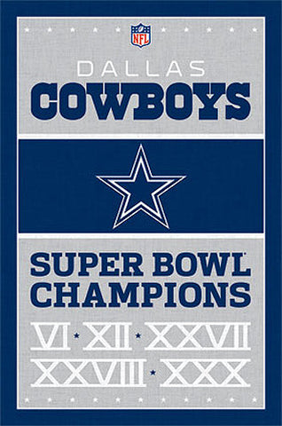 Dallas Cowboys 5-Time NFL Super Bowl Champions Commemorative Wall