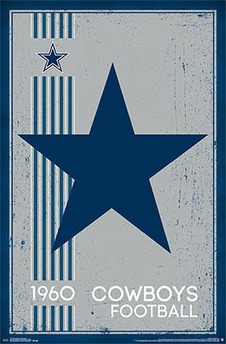 Dallas Cowboys Retro Logo c.1960 Official NFL Football Team Poster - Costacos Sports