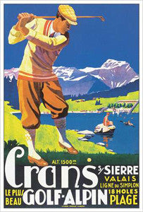 Golf at Crans-sur-Sierre, Switzerland Vintage Poster Reprint (c.1925)