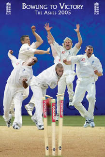 England Cricket "Bowling to Victory" (The Ashes 2005) Poster - Pyramid Posters