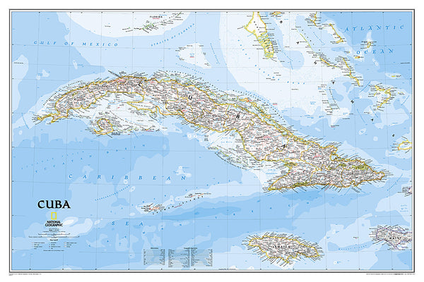 Map of CUBA National Geographic Classic Edition 24x36 Wall Map Poster - NG Maps